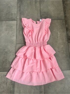 Tru Luv Los Angeles pink ruffle tiered mini dress 12
